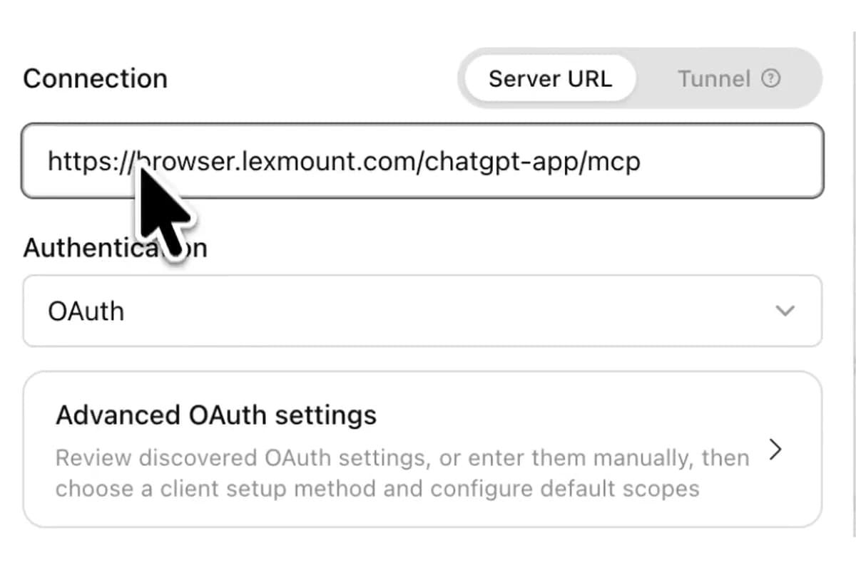 Enter the MCP endpoint to connect