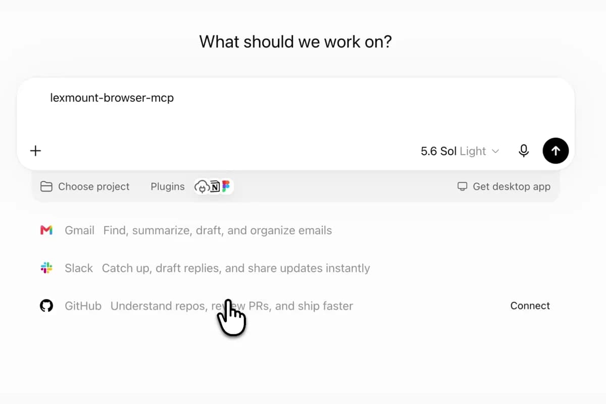 Select the connected service in ChatGPT
